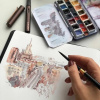 Скетчбук для акварели RHODIA TOUCH WATERCOLOR, Hot press, 15х15 см, 300 г, Хлопок, Black/Черный