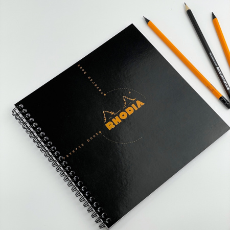 Блокнот RHODIA CLASSIC REVERSE BOOK, 21х21 см, 80 г, Black/Черный