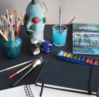 Скетчбук для акварели RHODIA TOUCH WATERCOLOR, Cold press, 21х21 см, 300 г, Хлопок, Black/Черный