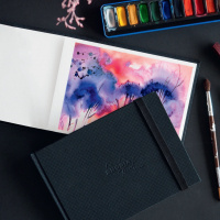Скетчбук для акварели RHODIA TOUCH WATERCOLOR, Cold press, A5, 300 г, Хлопок, Black/Черный