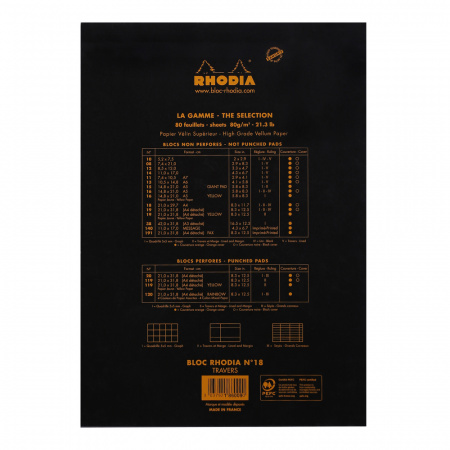 Блокнот RHODIA BASICS №18, A4, 80 г, Black/Черный