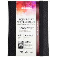 Скетчбук для акварели RHODIA TOUCH WATERCOLOR, Hot press, A6, 300 г, Хлопок, Black/Черный