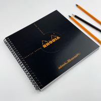 Блокнот RHODIA CLASSIC REVERSE BOOK, 21х21 см, 80 г, Black/Черный
